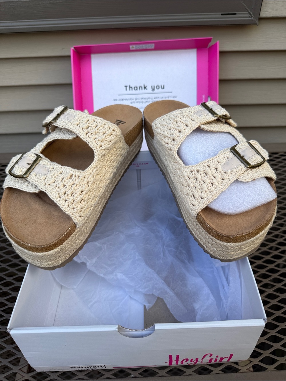 Corkys No Filter espadrille platform sandals w/ crochet & buckle straps Size 11 - Picture 5 of 14